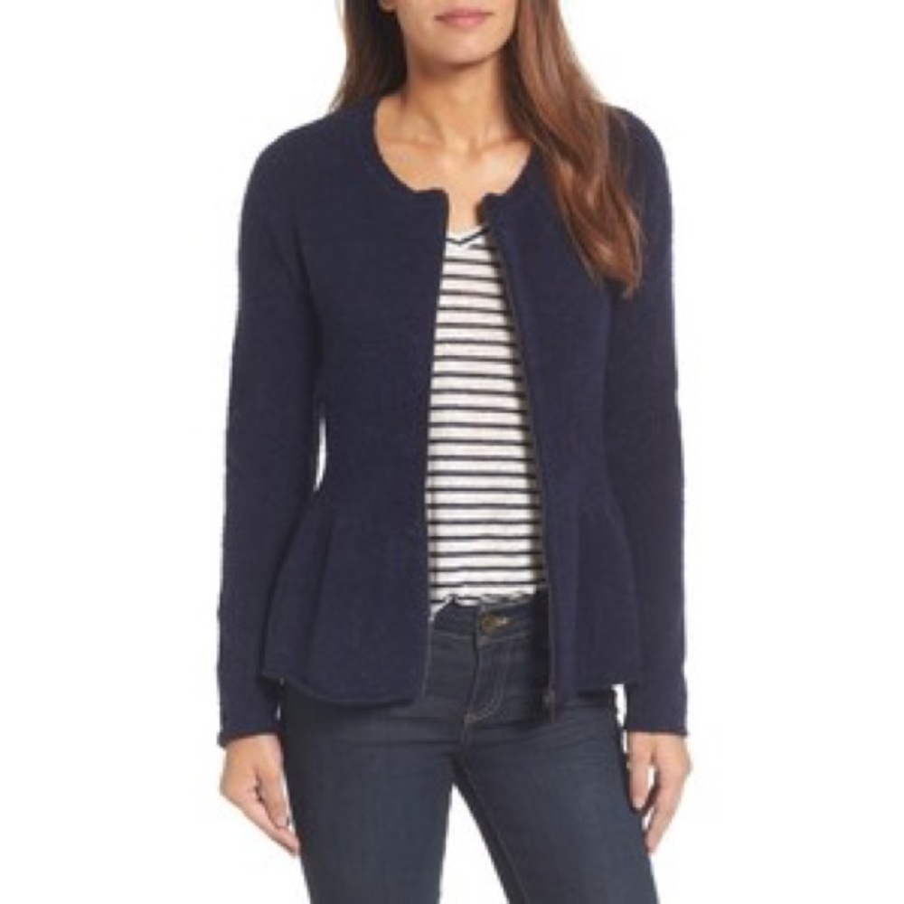 nwt // caslon peplum boucle full zip jacket